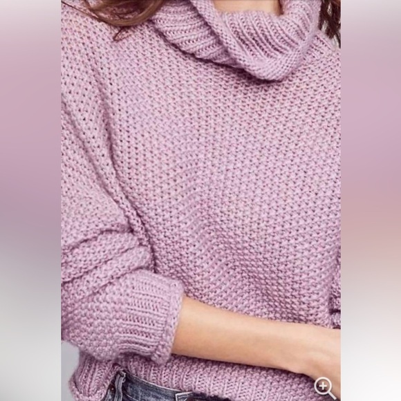 Anthropologie Moth Abella Oversized Chunky Turtleneck Crop Sweater Lavender - Sm - Picture 2 of 8